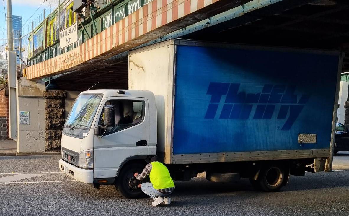 07/07/2023 - Thrifty Truck Takes on Montague Street Bridge: When Blue Became Bruised!